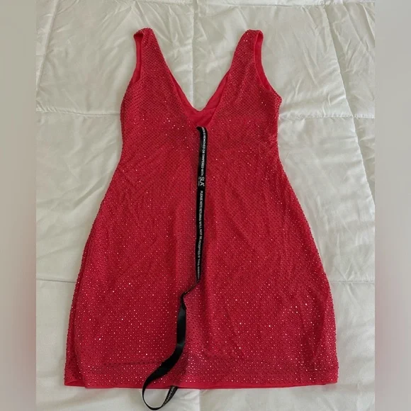 NEW SLA The Label PINK GIGI DIAMANTE MINI DRESS Size Small - Picture 5 of 7